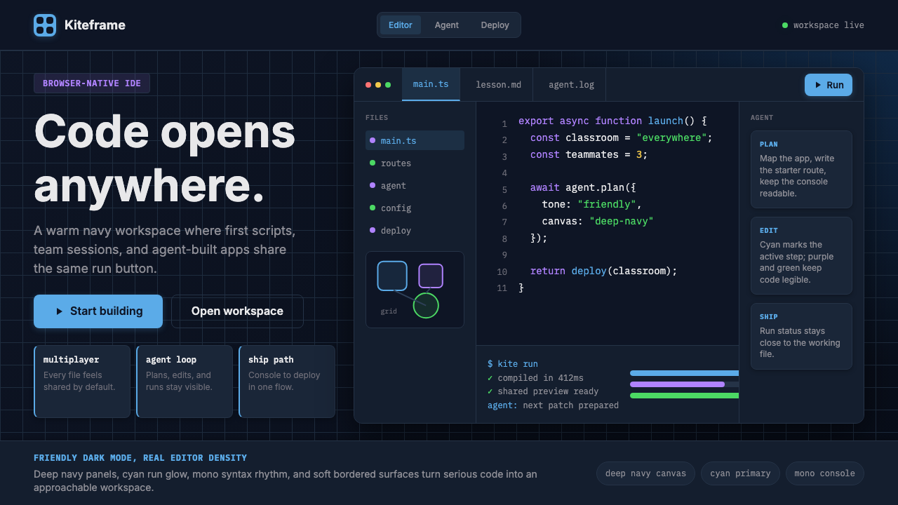 Replit Browser IDE Blue design style — example