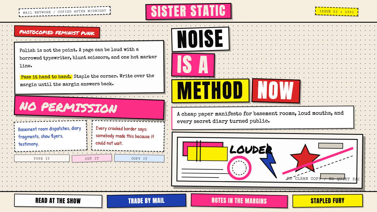 Riot Grrrl Zine (1991) design style