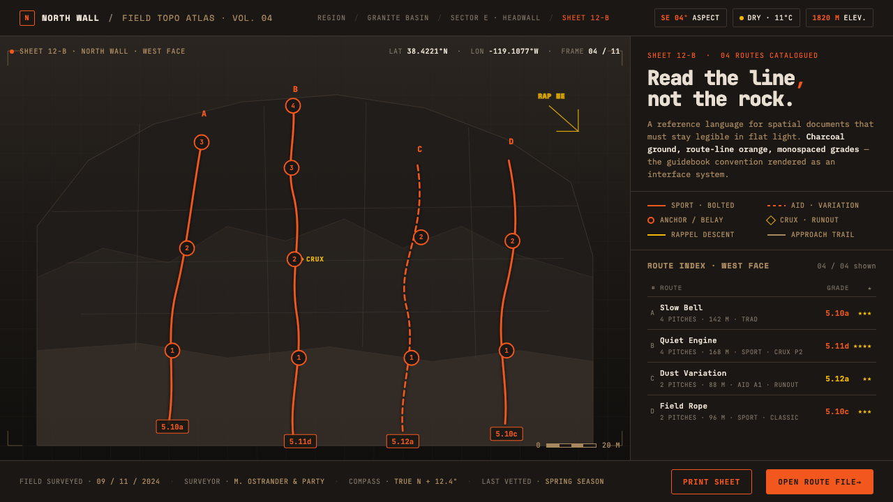 Climbing Topo Map 设计风格示例