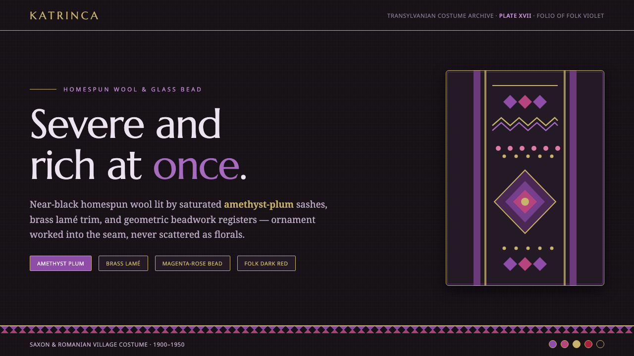 Romanian Folk Violet design style — example