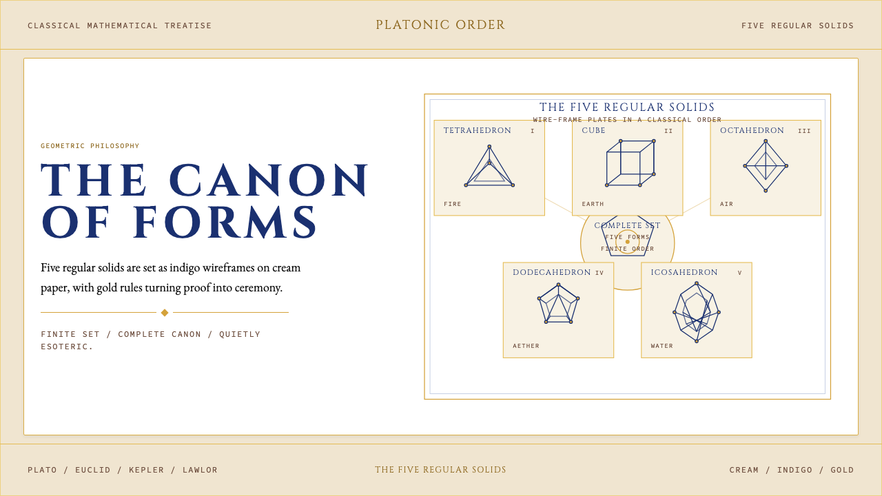 Sacred Geometry Platonic Solids 设计风格示例