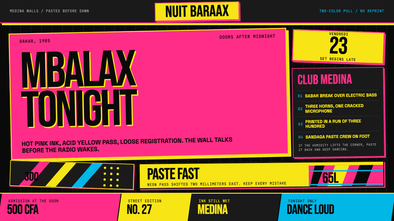 Senegalese Mbalax Poster (Dakar 1985) design style — example
