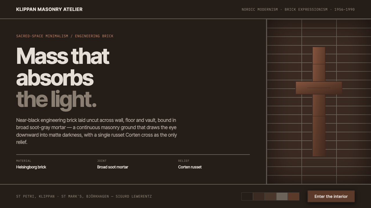 Lewerentz Dark Brick design style — example