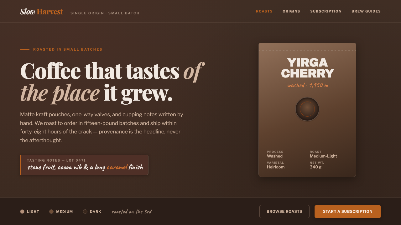 Specialty Coffee Bag design style — example