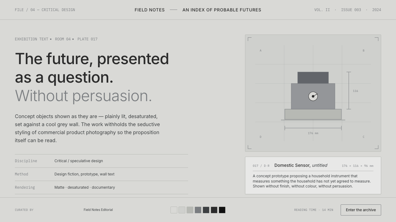 Speculative Design (Dunne & Raby) 设计风格示例