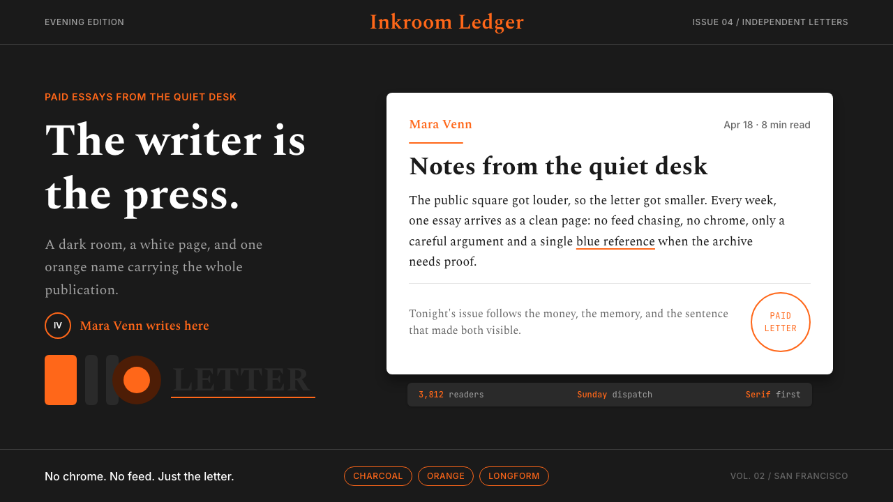 Substack Orange Newsletter design style — example