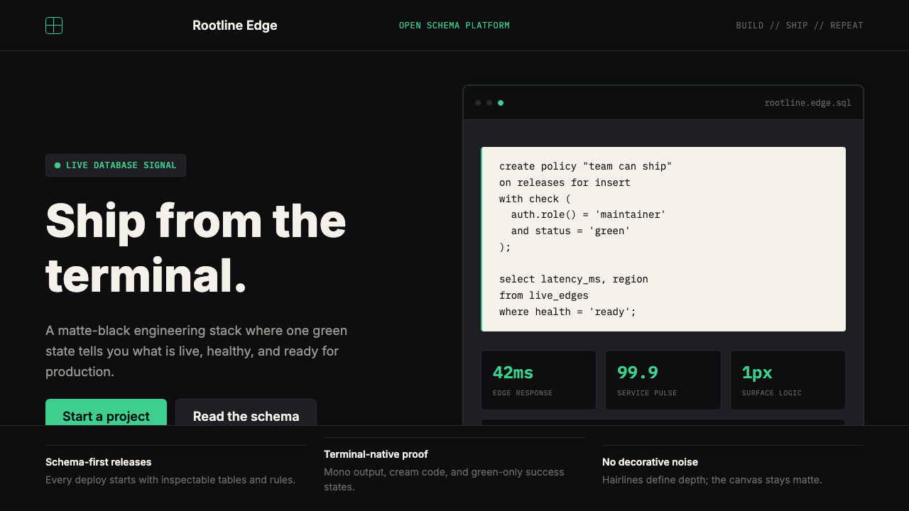 Supabase Postgres Green (2024) design style — example