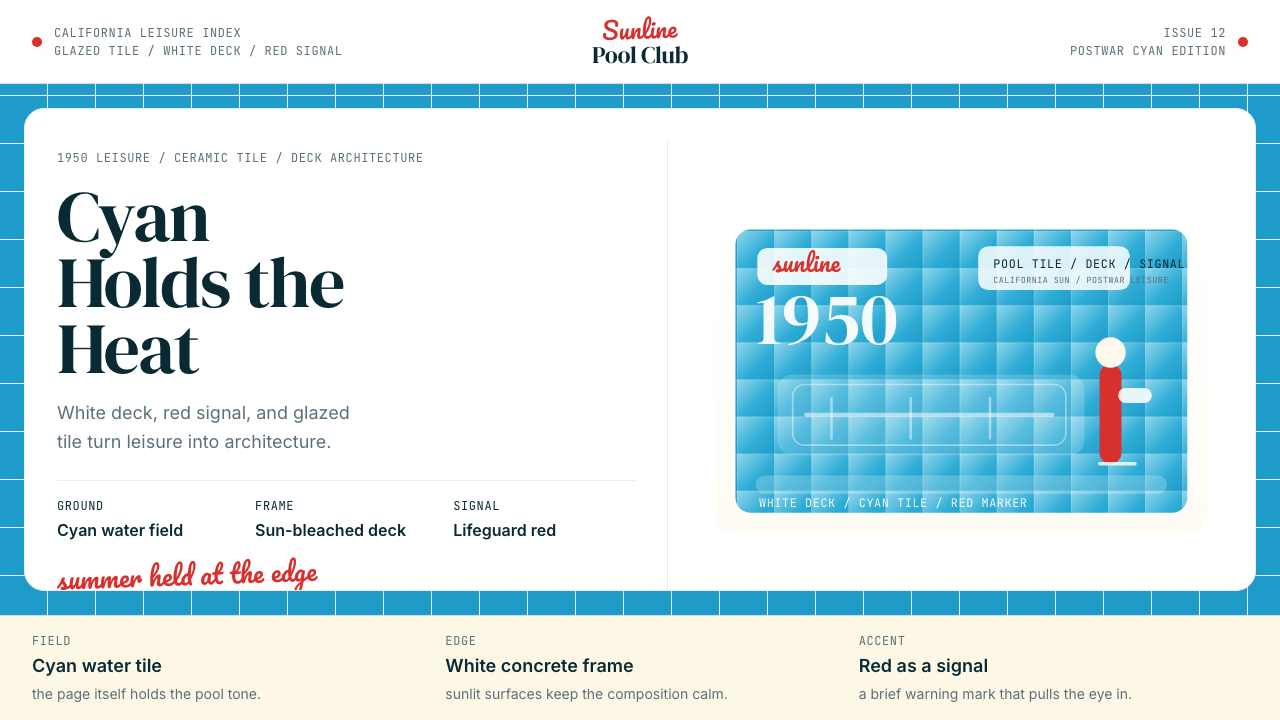 Swimming Pool Vintage Cyan Tile (1950) design style
