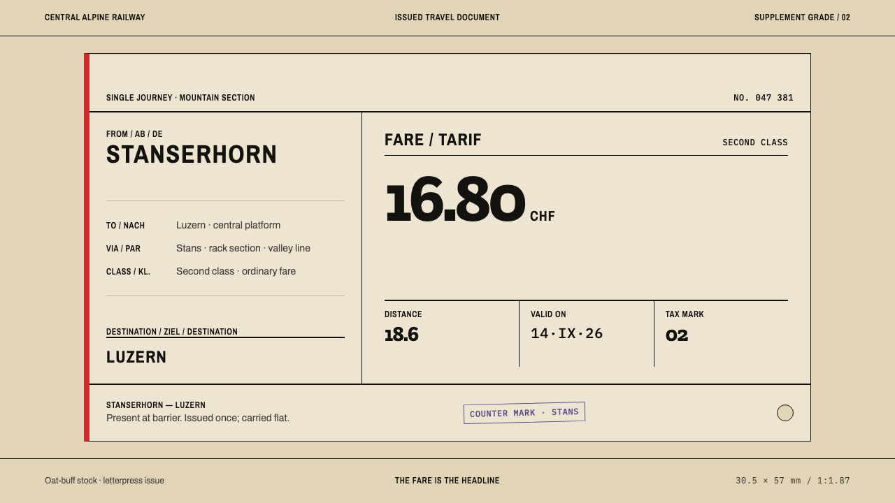 Alpine Funicular Ticket design style — example