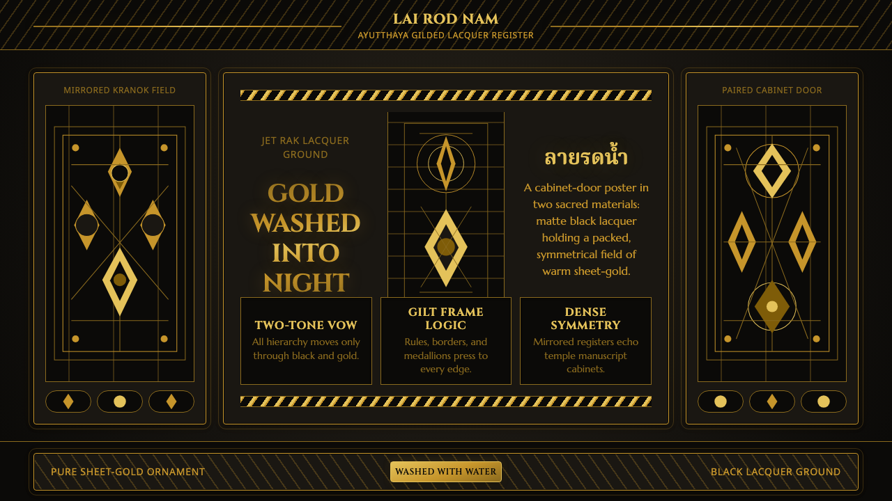 Thai Lai Rod Nam Gold-Black Lacquer design style