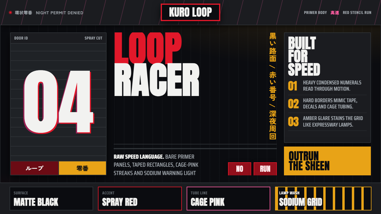 Kanjōzoku Loop Racer 设计风格示例