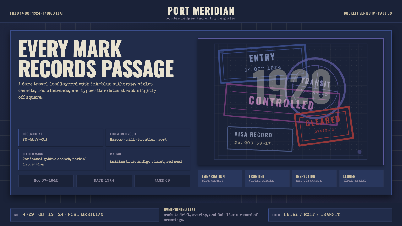 Vintage Passport Stamps design style — example