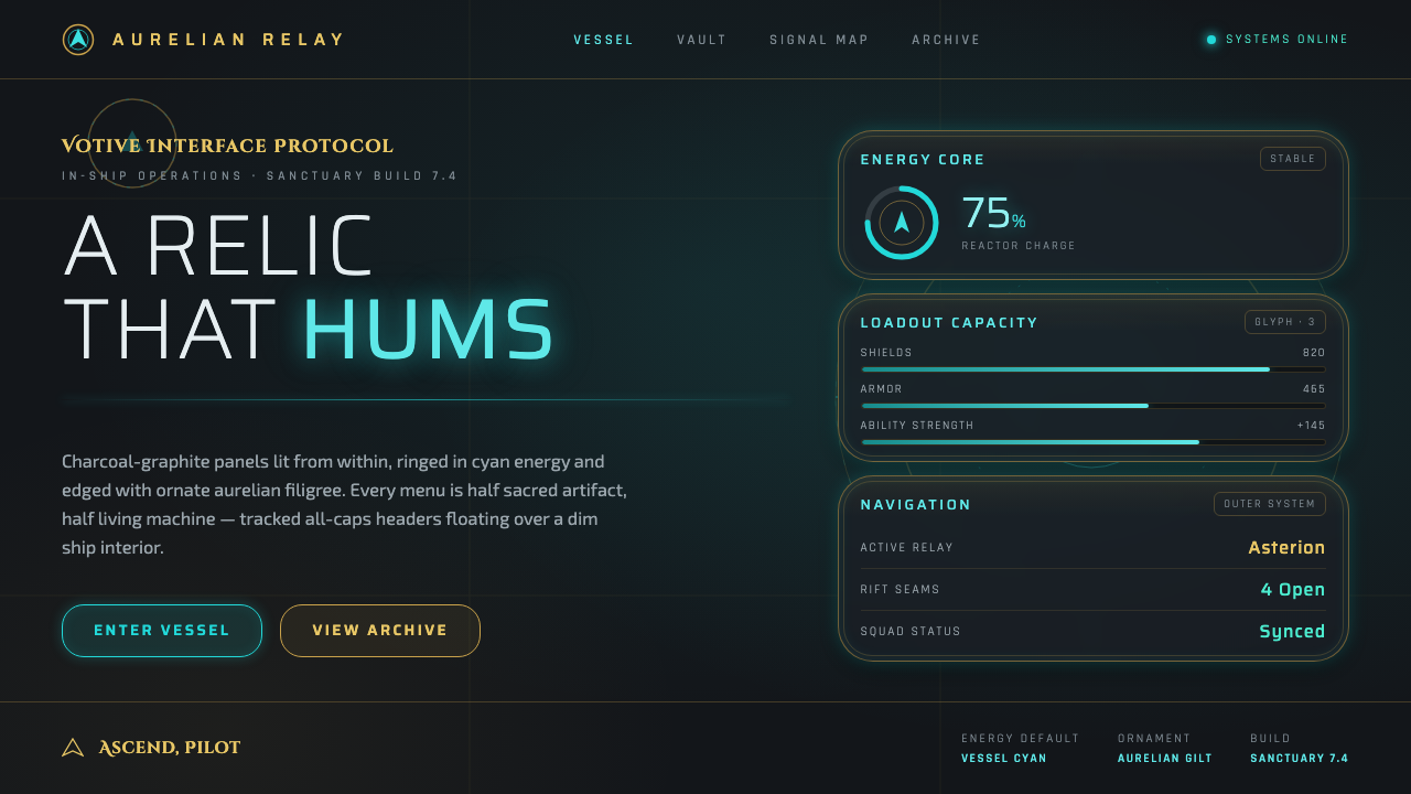 Warframe Orbiter UI 设计风格示例