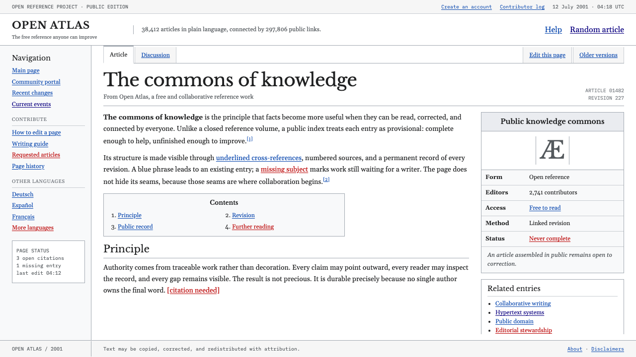 Wikipedia (2001) design style — example
