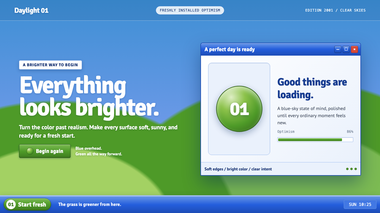 Windows XP Bliss (2001) design style — example