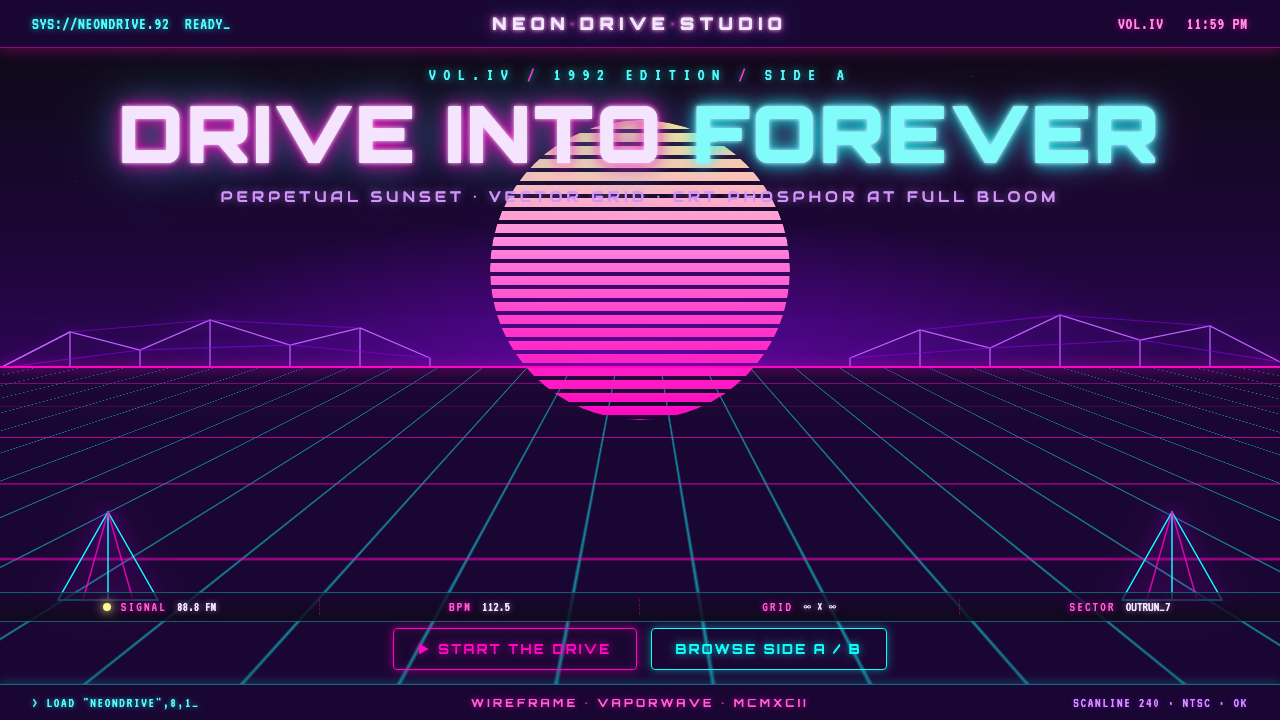 Wireframe Vaporwave 设计风格示例